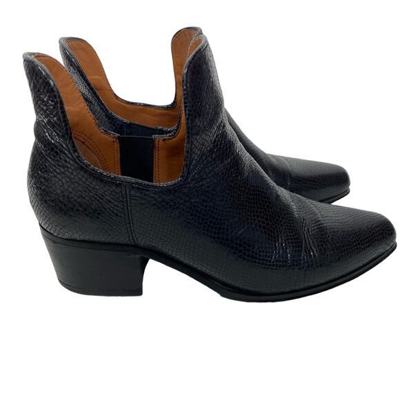 Franco Sarto Ashbury Boots Ankle Snake Embossed Leather Womens Size 6.5M Black - Picture 4 of 10
